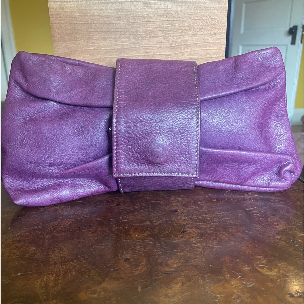 Vintage Plum Leather Clutch